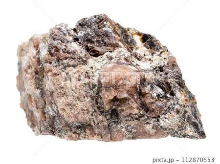 unpolished andalusite mineral isolated on white 112870553