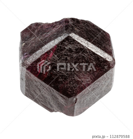 unpolished single rhodolite crystal isolated 112870588