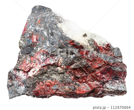 rough cinnabar and stibnite on fluorite mineral rough cinnabar and stibnite on fluorite mineral 112870884