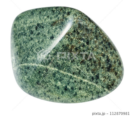 tumbled green quartzite mineral isolated on white 112870981