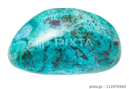 tumbled chrysocolla gemstone isolated on white tumbled chrysocolla gemstone isolated on white 112870989