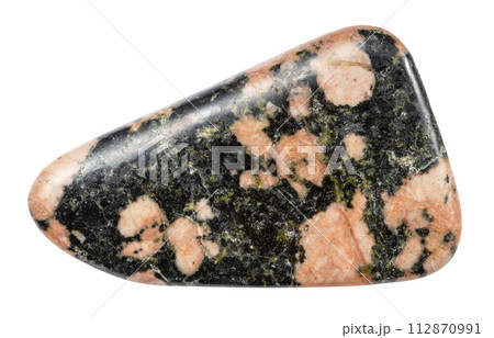 polished gabbro mineral isolated on white 112870991