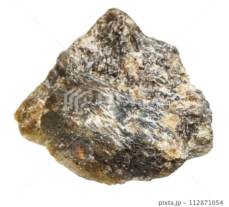 unpolished dark green labradorite mineral isolated 112871054