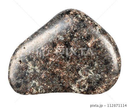 tumbled basalt with hematite mineral isolated 112871114
