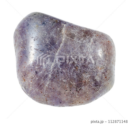 tumbled iolite gemstone isolated on white 112871148