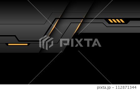 Abstract grey metallic black line circuit cyber yellow power light energy geometric technology futuristic on black with blank space design modern creative background vector 112871344