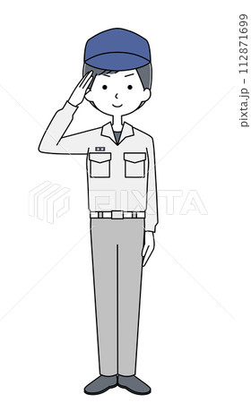 敬礼 消防士(救急隊・活動服) 敬礼 消防士(救急隊・活動服) 112871699