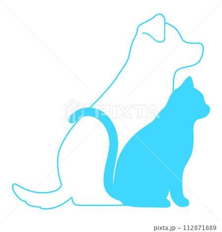 犬と猫のシンプルで可愛いシルエット 犬と猫のシンプルで可愛いシルエット 112871889