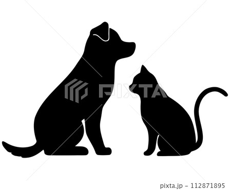 犬と猫のシンプルで可愛いシルエット 112871895