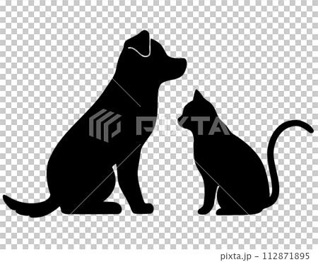 犬と猫のシンプルで可愛いシルエット 112871895