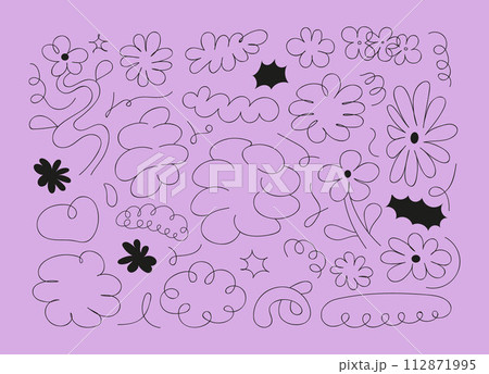 Inspired art, boho abstract flowers, figures vector. Plant branch. Floral modern elements set in contemporary, minimalist style. Native silhouette 112871995