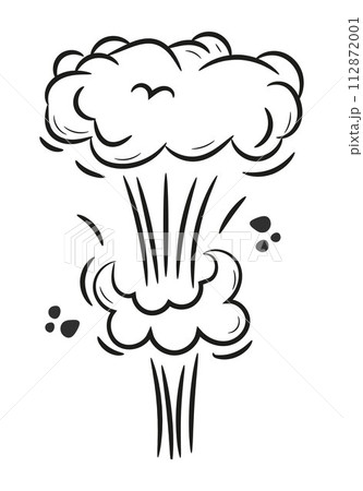 Explosion bomb doodle smoke or cloud, bomb element. Comic wow, boom, bam smoke sketch elements 112872001