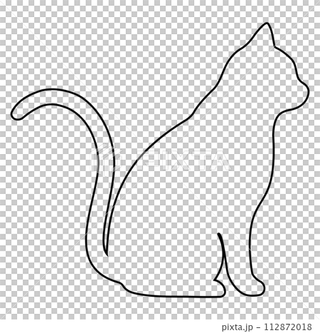 猫のシンプルで可愛い輪郭線のシルエット 猫のシンプルで可愛い輪郭線のシルエット 112872018
