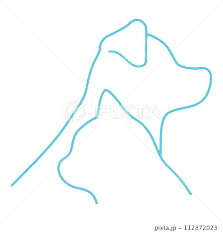 重なる犬と猫のシンプルで可愛い輪郭線のシルエット バストアップ 重なる犬と猫のシンプルで可愛い輪郭線のシルエット バストアップ 112872023