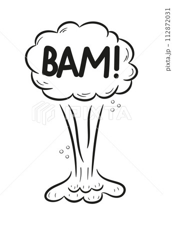 Explosion doodle, bomb element. Comic zap, boom, bam smoke sketch elements. 112872031