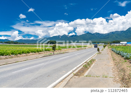 《山梨県》八ヶ岳・夏の田園風景 《山梨県》八ヶ岳・夏の田園風景 112872465