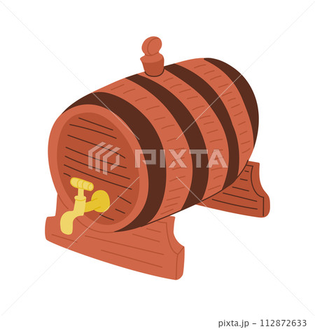 Doodle flat hand drawn beer barrel. Colored illustration can be used for celebration St Patricks day or Octoberfest. Ideal for decoration, stickers, printout Doodle flat hand drawn beer barrel. Colored illustration can be used for celebration St Patricks day or Octoberfest. Ideal for decoration, stickers, printout 112872633