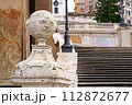 The famous Spanish Steps at Piazza di Spagna and Trinita dei Monti church at the top in Rome, Italy. 112872677