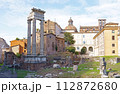 ROME, ITALY Roman ruins, excavations. Ruins of the roman Forum from the Palatine Hill 112872680