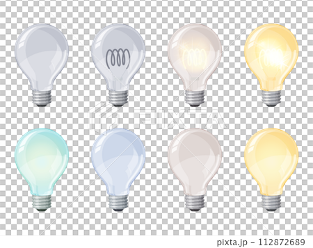 Realistic light bulb illustration material set Realistic light bulb illustration material set 112872689