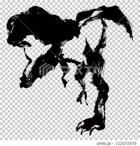 墨絵風の恐竜のイラストのシルエット素材　ベクター 112872878