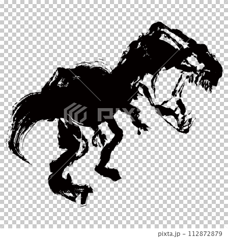 Sumi-e style dinosaur illustration silhouette material vector 112872879