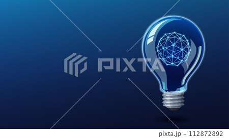 ITをイメージしたリアルな電球の背景イラスト_16:9 112872892