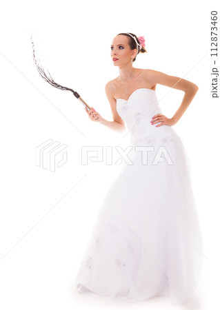 bride white gown holds black leather flogging whip bride white gown holds black leather flogging whip 112873460