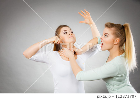 Two agressive women having argue fight 112873707