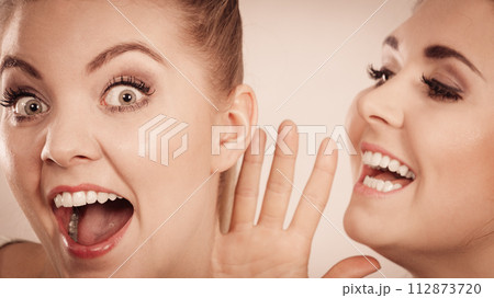 Two women telling gossip 112873720