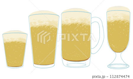 4種類のサイズのビールのイラスト 112874474