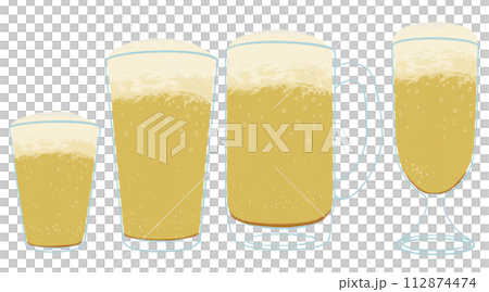 4種類のサイズのビールのイラスト 112874474