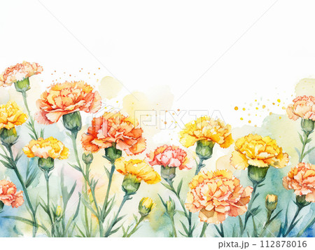 水彩　 母の日　カーネーション　コピースペース 112878016
