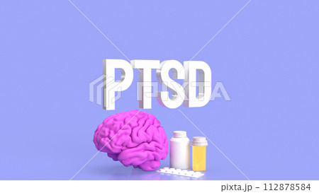 The Brain and ptsd text for health or sci concept 3d rendering. The Brain and ptsd text for health or sci concept 3d rendering. 112878584