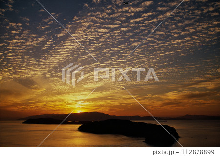 深山砲台跡から望む友ヶ島の夕日　【和歌山県和歌山市】 112878899
