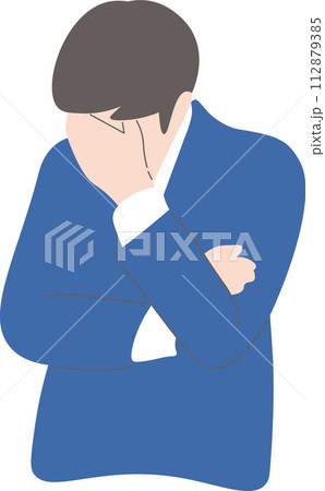 考え込むサラリーマンのイラスト 112879385