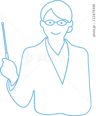 メガネをかけた女性の線画イラスト 112879390