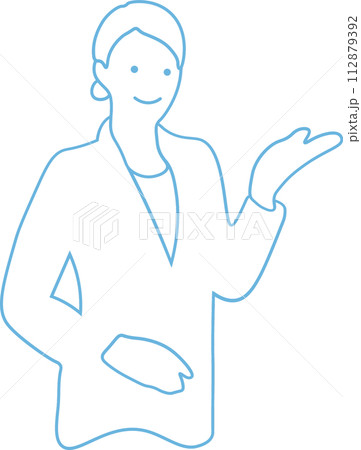 ビジネスパーソンのシンプルな線画イラスト ビジネスパーソンのシンプルな線画イラスト 112879392