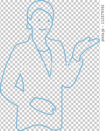ビジネスパーソンのシンプルな線画イラスト ビジネスパーソンのシンプルな線画イラスト 112879392