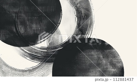 筆タッチ　毛筆　丸　円　筆タッチ　Generative AI 112881437