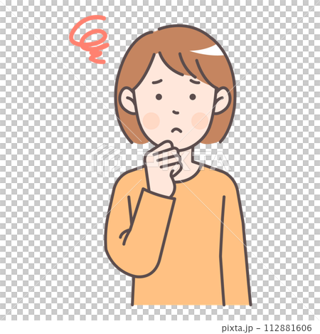 一個擔心的女人的上半身插圖 一個擔心的女人的上半身插圖 112881606