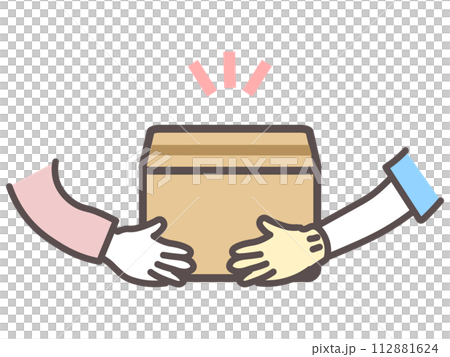 荷物を受け取る ダンボールを手渡しする配達員 荷物を受け取る ダンボールを手渡しする配達員 112881624