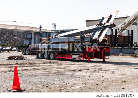 建築鉄骨ヤード　トレーラー台車 112881707
