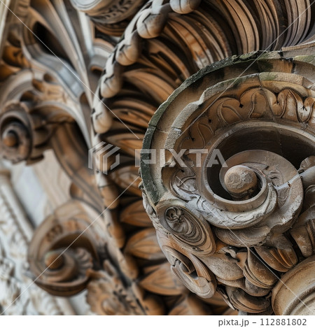 Evoke the awe and wonder of ancient innovations from a captivating lowangle view Illustrate the profound impact on society 112881802