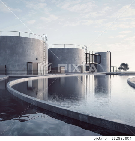 Elevate your brand with a striking visual representation of water treatment facility engineering 112881804