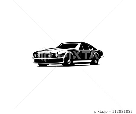 1964Aston Martin white background isolated vector silhouette shown from the side. Best for badges, emblems, icons, sticker designs, car industry. 112881855