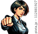 やる気を感じさせるアメコミ風のビジネスウーマン 112881927