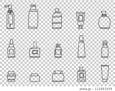 コスメ風の容器いろいろ/線画 コスメ風の容器いろいろ/線画 112881939