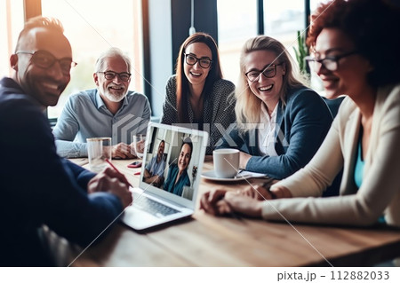 Business team in video conference, Business meeting on video call, conference meeting, Generative AI 112882033