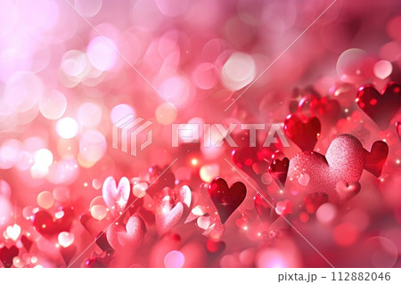 a romantic Valentine's Day background with a blend of soft pink and heart shaped elements 112882046